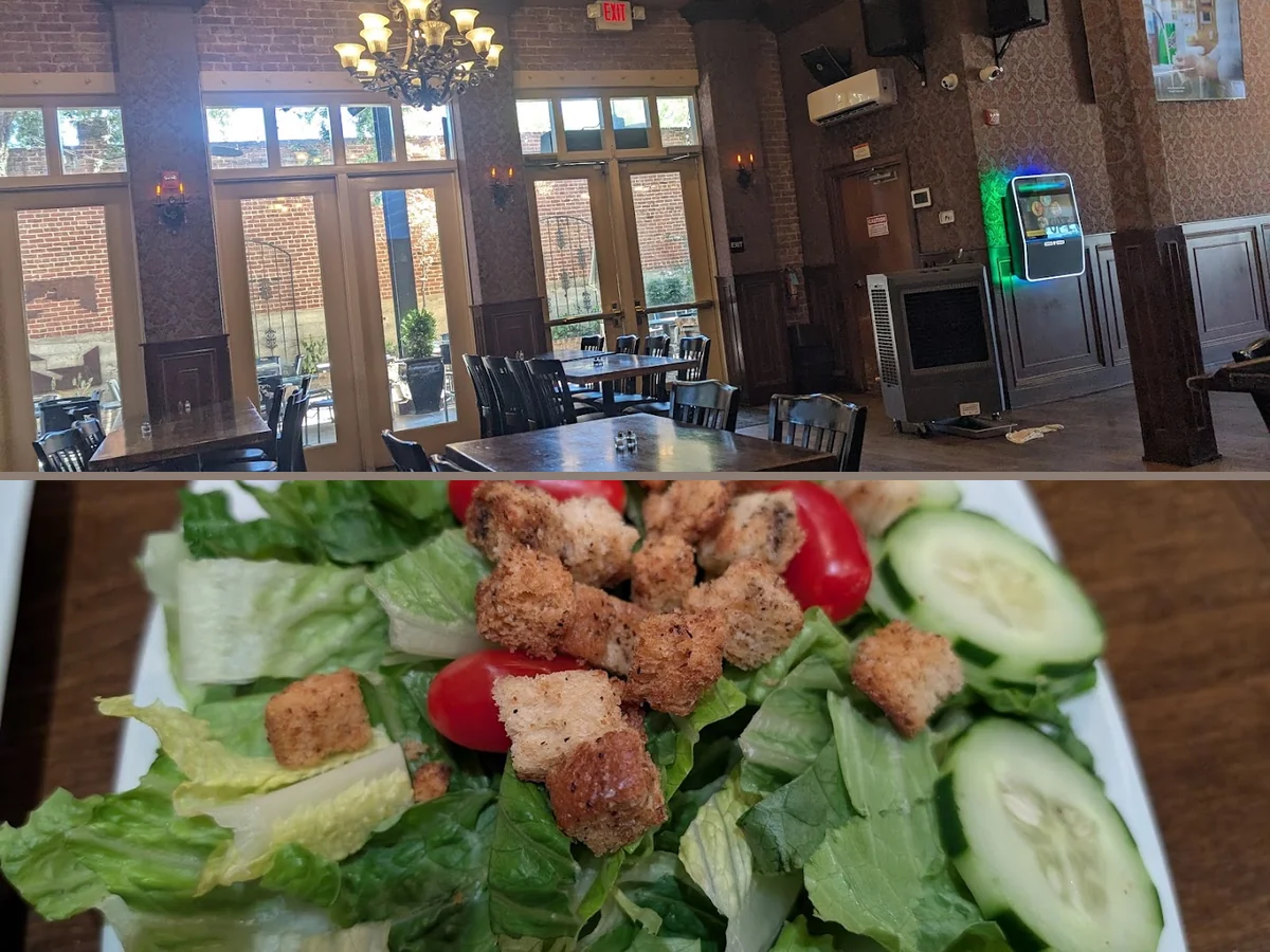 Casual restaurant space with a cozy, historic feel.